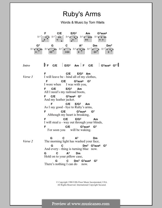 Ruby's Arms: Lyrics and chords by Tom Waits