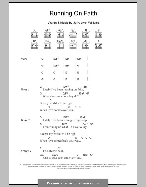 Running on Faith (Eric Clapton) by J.L. Williams sheet music on MusicaNeo
