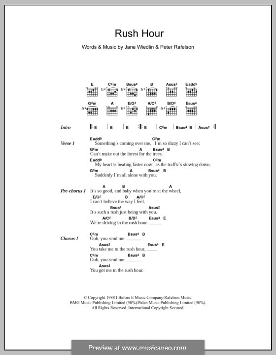 Rush Hour: Lyrics and chords by Jane Wiedlin, Peter Rafelson