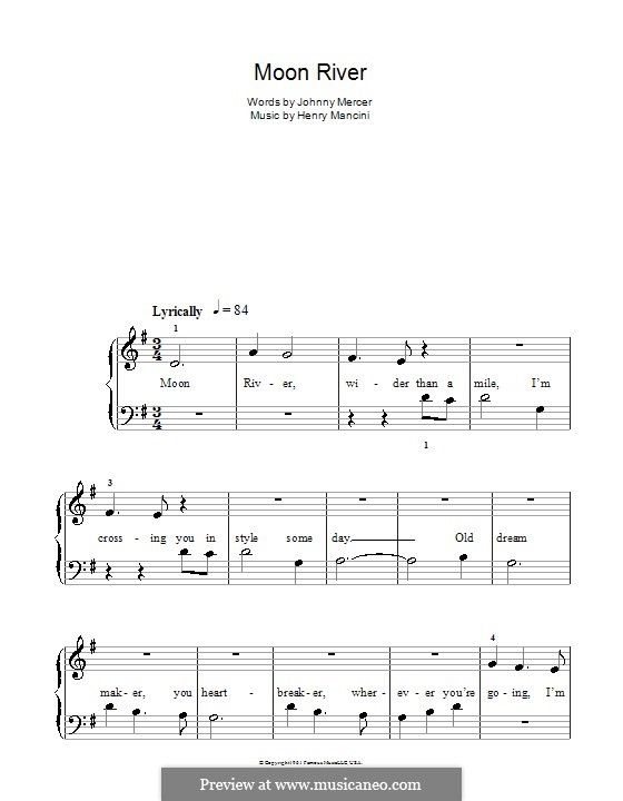 Piano version: Easy notes by Henry Mancini