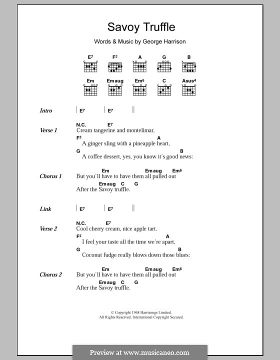 Savoy Truffle (The Beatles): Lyrics and chords by George Harrison