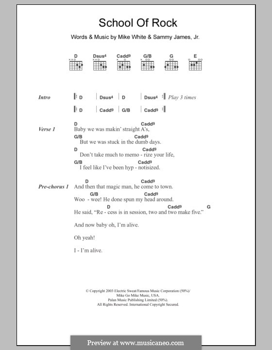 School of Rock by M. White, S. James Jr. sheet music on MusicaNeo
