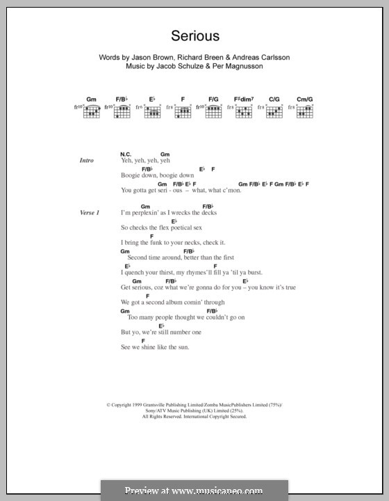 Serious (Five): Lyrics and chords by Jacob Schulze, Per Magnusson