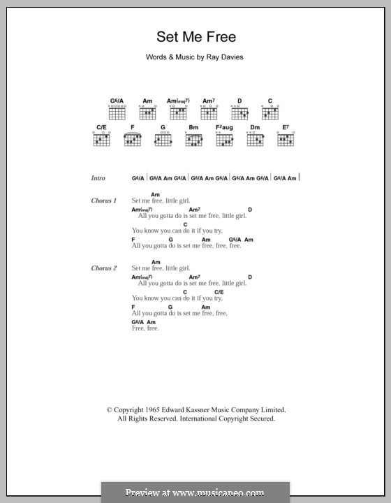 Set Me Free (The Kinks): Lyrics and chords by Ray Davies
