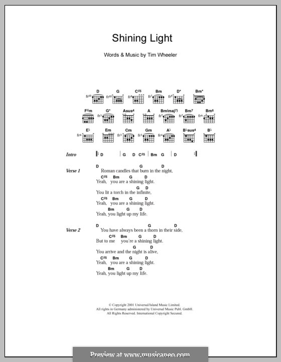 Shining Light (Ash): Lyrics and chords by Tim Wheeler