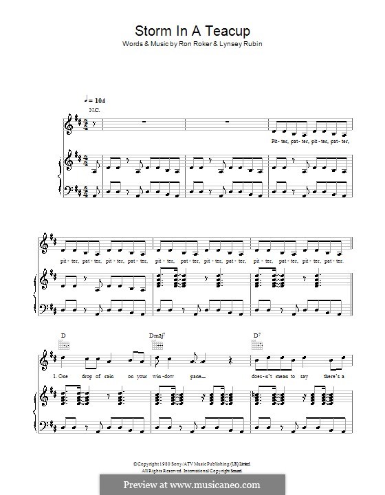 Storm in a Teacup (The Fortunes): For voice and piano (or guitar) by Lynsey Rubin, Ron Roker