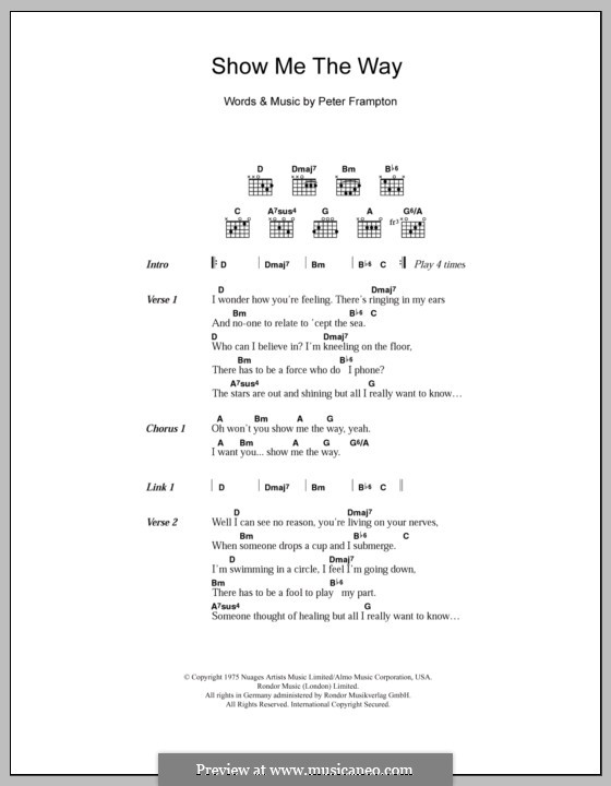 Show Me the Way: Lyrics and chords by Peter Frampton