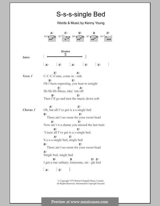 S-s-s-single Bed: Lyrics and chords by Kenny Young