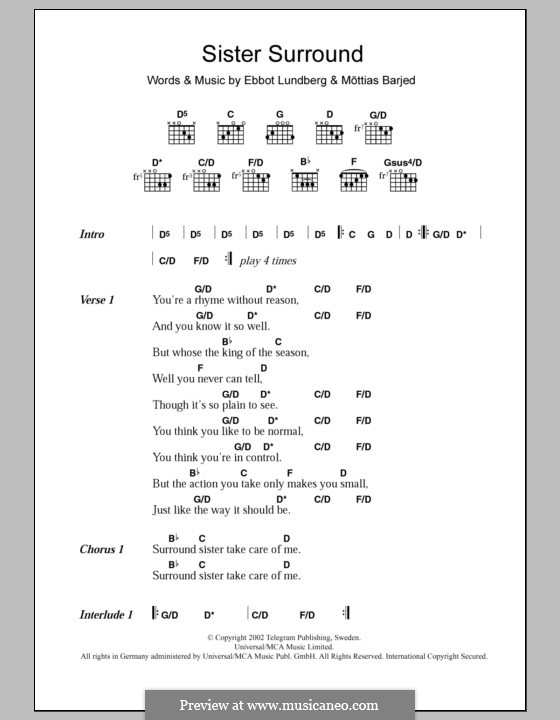 Sister Surround (The Soundtrack of Our Lives): Lyrics and chords by Ebbot Lundberg, Mattias Bärjed