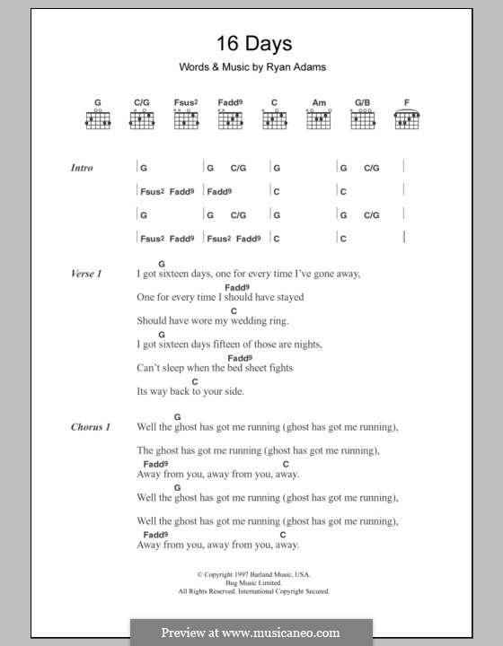 16 Days (Whiskeytown): Lyrics and chords by Ryan Adams