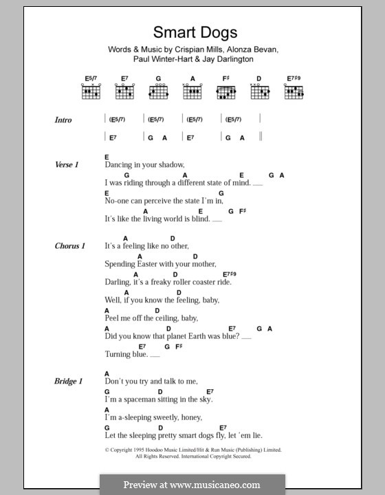 Smart Dogs (Kula Shaker): Lyrics and chords by Alonza Bevan, Crispian Mills, Jay Darlington, Paul Winter-Hart