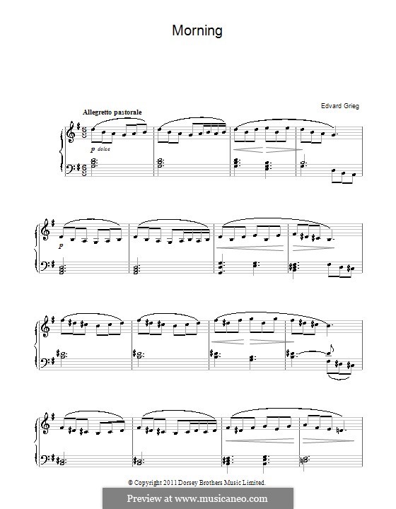 Suite No.1. Morning Mood, Op.46 No.1: For easy piano by Edvard Grieg