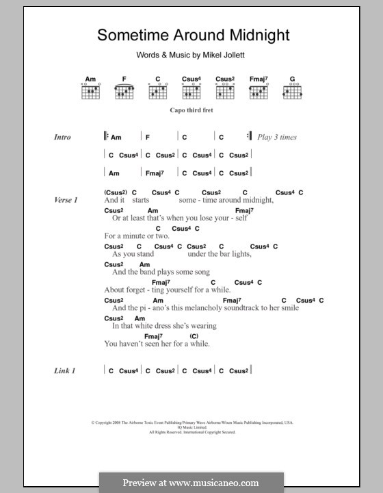 Sometime Around Midnight (The Airborne Toxic Event): Lyrics and chords by Mikel Jollett