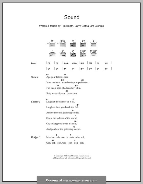 Sound (James): Lyrics and chords by Jim Glennie, Lawrence Gott, Tim Booth