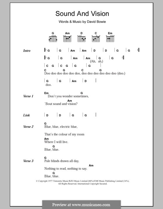Sound and Vision: Lyrics and chords by David Bowie