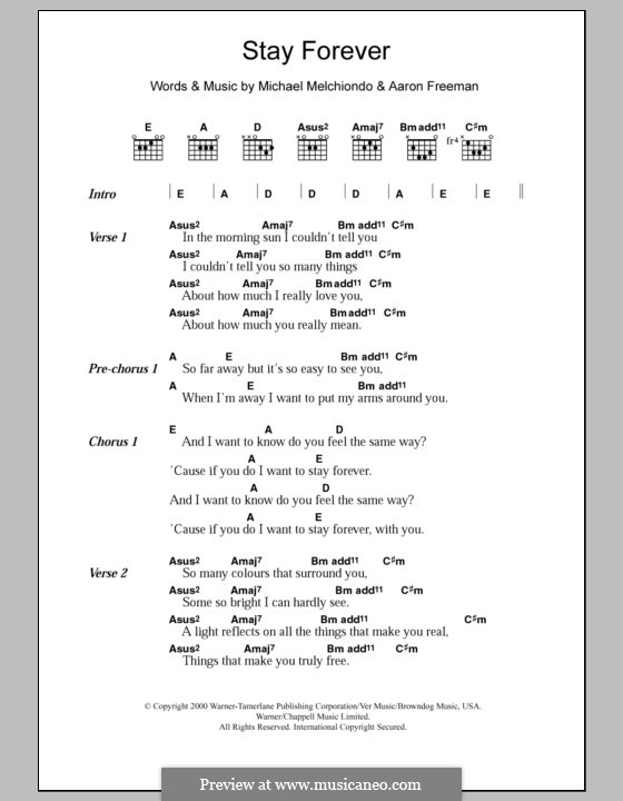 Stay Forever (Ween): Lyrics and chords by Aaron Freeman, Michael Melchiondo