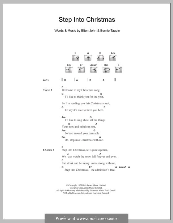 Step Into Christmas: Lyrics and chords by Elton John