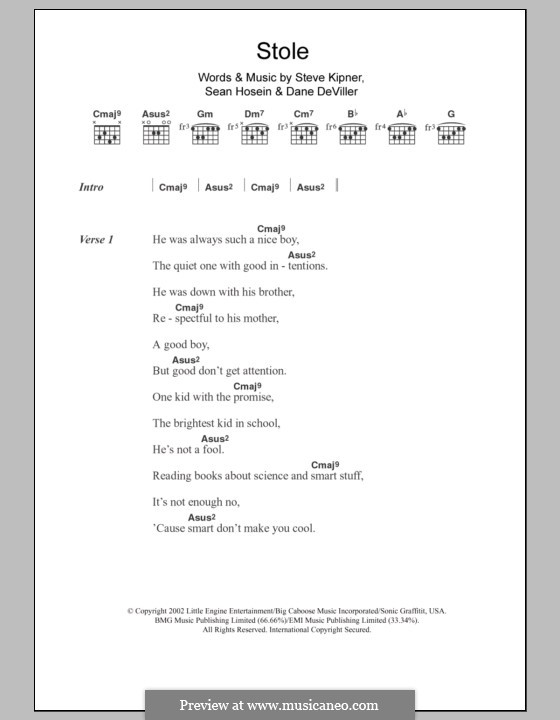 Stole (Kelly Rowland): Lyrics and chords by Dane Deviller, Sean Hosein, Stephen Alan Kipner