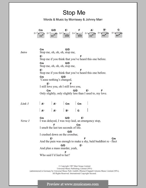 Stop Me If You Think You've Heard This One Before (The Smiths): Lyrics and chords by Morrissey, Johnny Marr