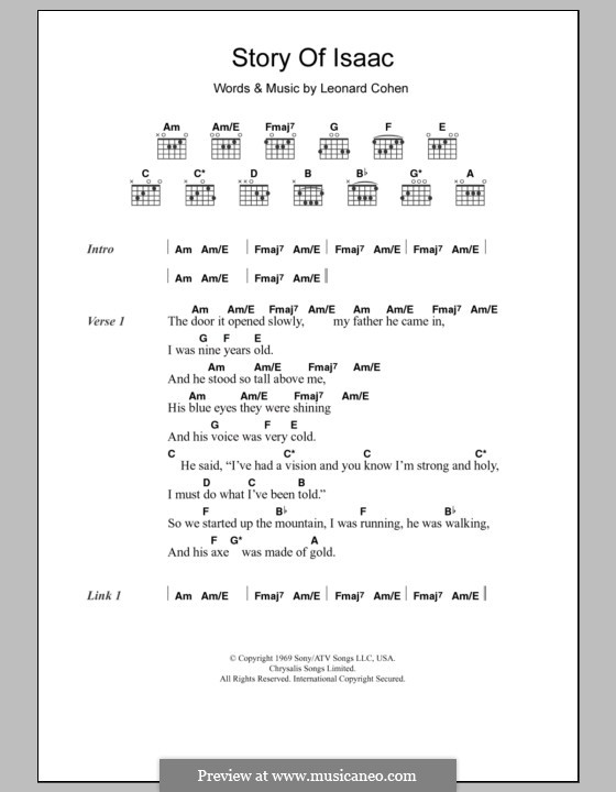 Story of Isaac: Lyrics and chords by Leonard Cohen