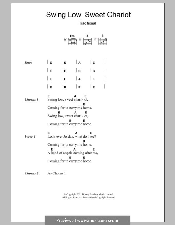 Swing Low, Sweet Chariot: Lyrics and chords by folklore