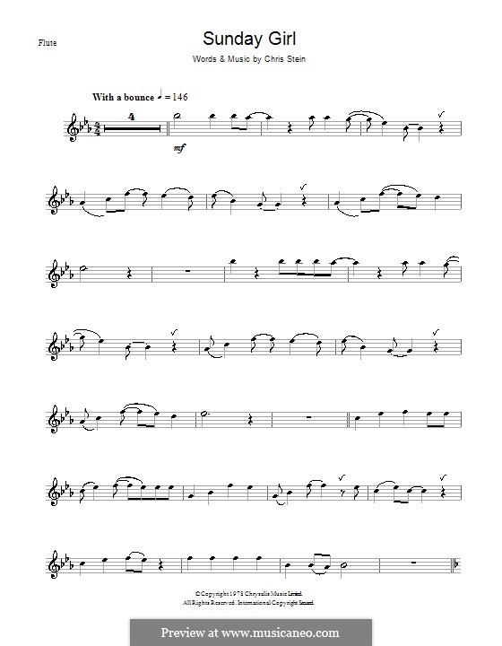 Sunday Girl (Blondie): For flute by Chris Stein