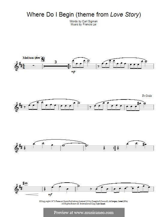 Where Do I Begin (Theme from Love Story): For alto saxophone by Francis Lai