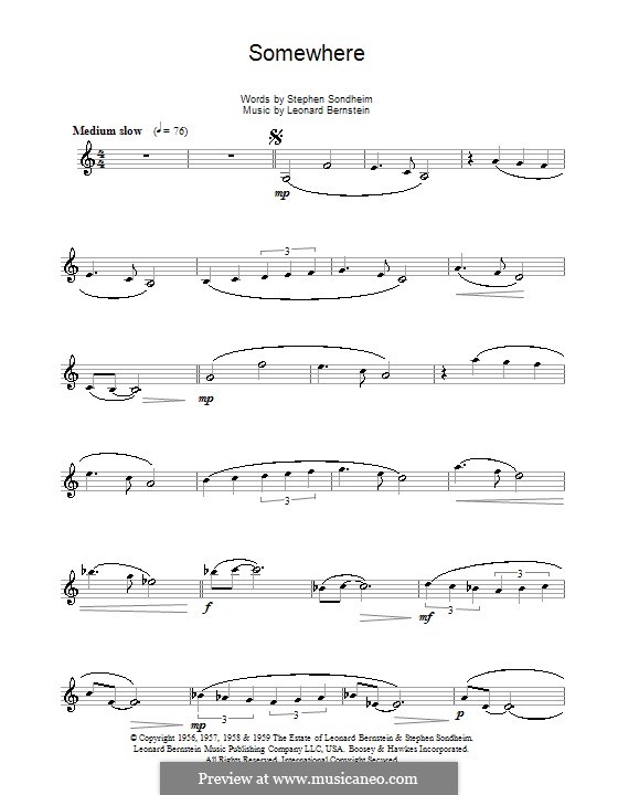 Somewhere (from West Side Story): For clarinet by Leonard Bernstein