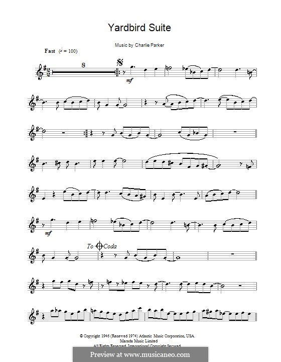Yardbird Suite: For clarinet by Charlie Parker