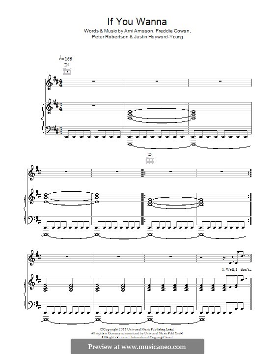 If You Wanna (The Vaccines): For voice and piano (or guitar) by Arni Arnason, Freddie Cowan, Justin Hayward-Young, Peter Robertson