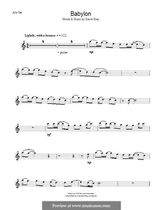 Babylon: For alto saxophone by David Gray