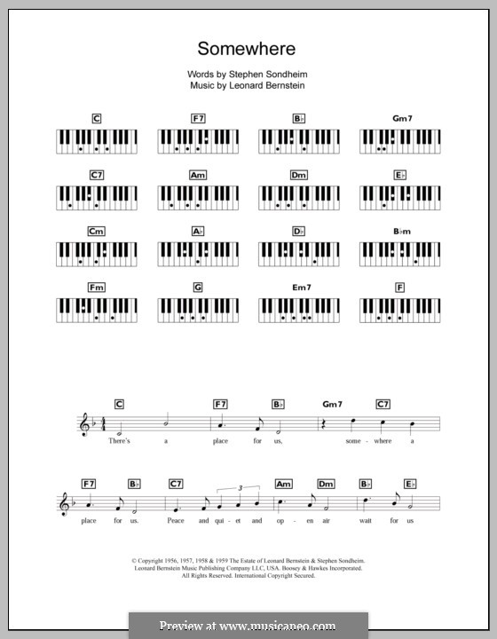 Somewhere (from West Side Story): For keyboard by Leonard Bernstein