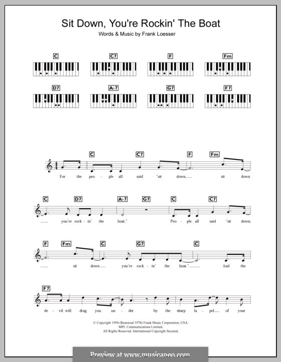 Sit Down, You're Rockin' the Boat by F. Loesser sheet music on MusicaNeo