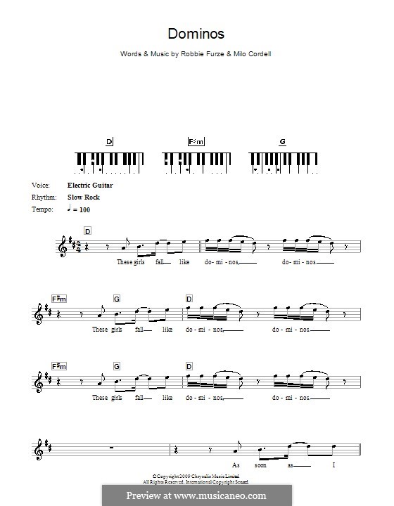 Dominos (The Big Pink): For keyboard by Milo Cordell, Robbie Furze