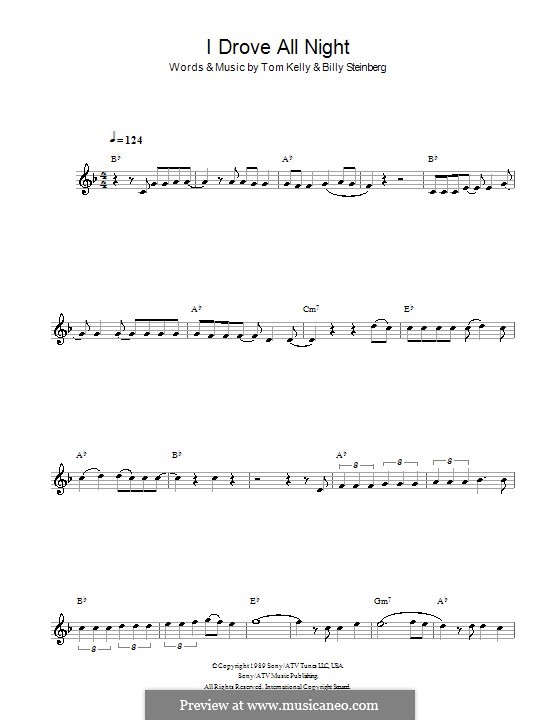 I Drove All Night (Roy Orbison): For clarinet by Billy Steinberg, Tom Kelly