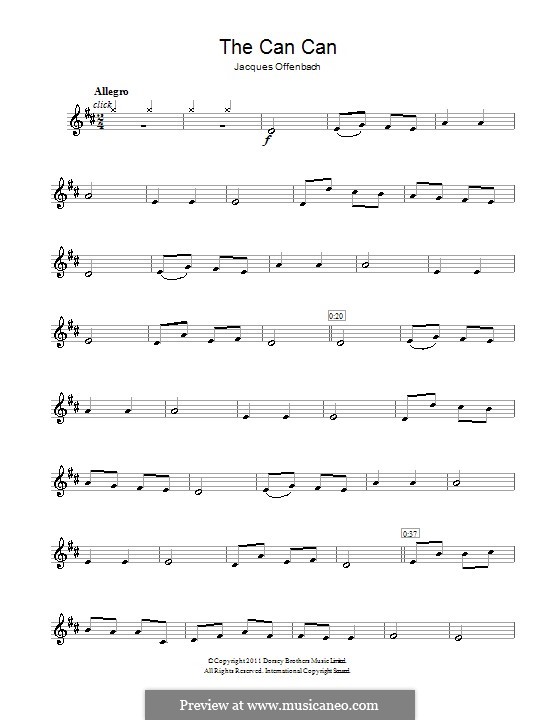 Can-Can (Printable Scores): For clarinet by Jacques Offenbach
