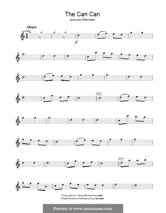 Can-Can (Printable Scores): For flute by Jacques Offenbach