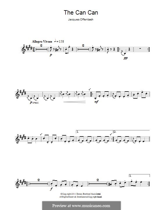 Can-Can (Printable Scores): For clarinet and piano – solo part by Jacques Offenbach