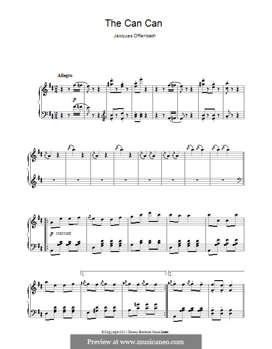 Can-Can (Printable Scores): For piano by Jacques Offenbach