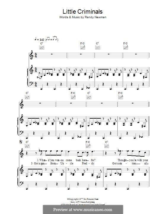 Little Criminals: For voice and piano (or guitar) by Randy Newman