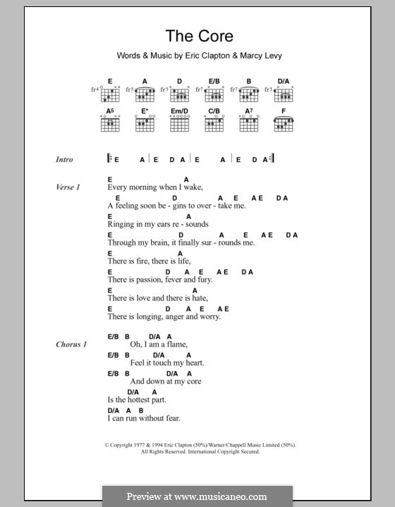 The Core: Lyrics and chords by Eric Clapton, Marcy Levy