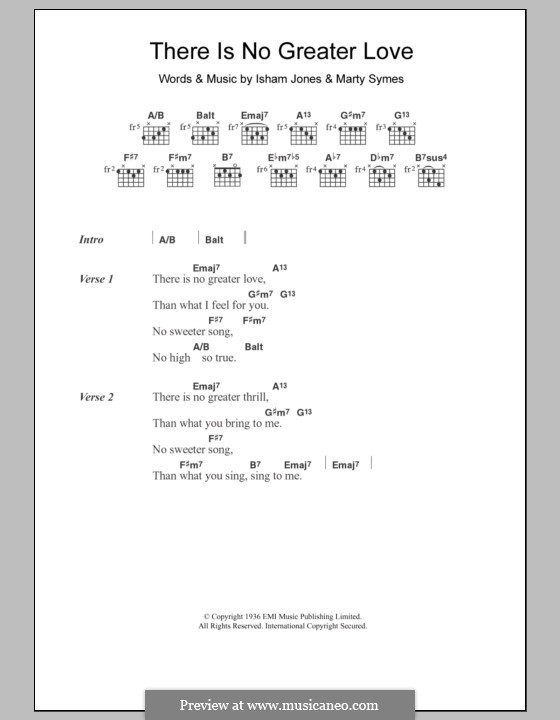 There Is No Greater Love: Lyrics and chords by Marty Symes