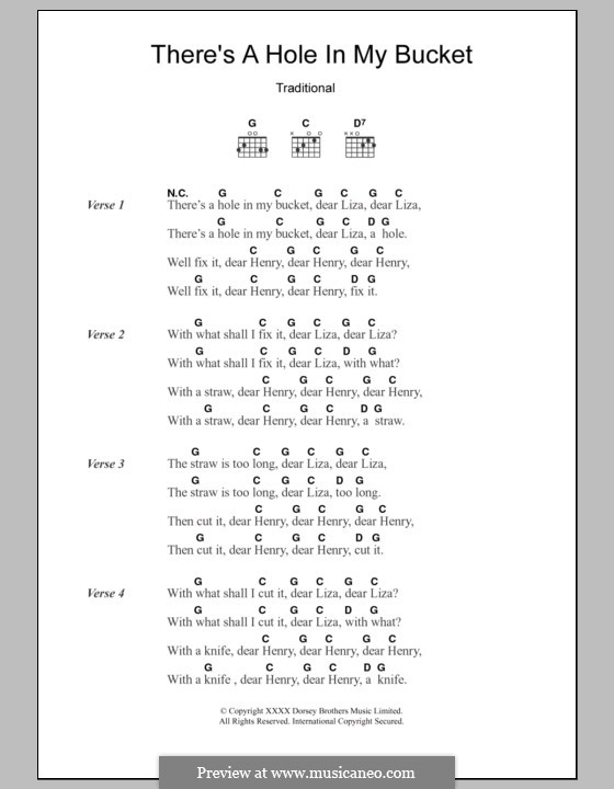There's a Hole in My Bucket by folklore sheet music on MusicaNeo