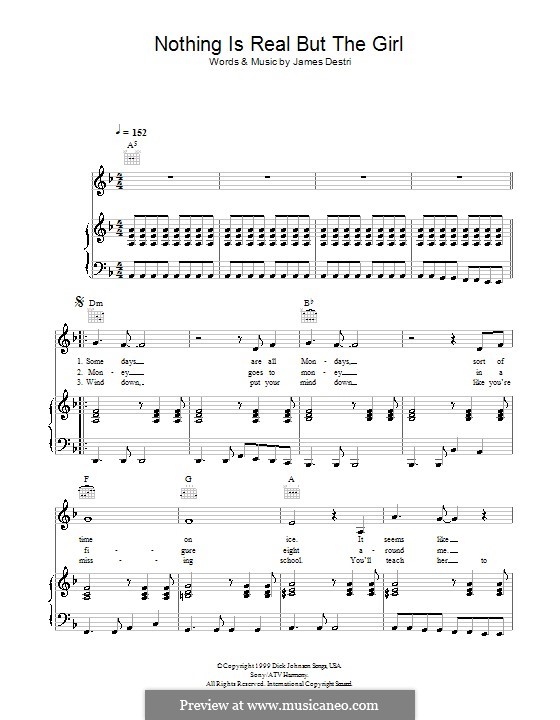 Nothing Is Real But the Girl (Blondie): For voice and piano (or guitar) by James Mollica Destri