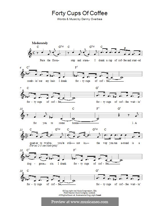 Forty Cups of Coffee by D. Overbea sheet music on MusicaNeo