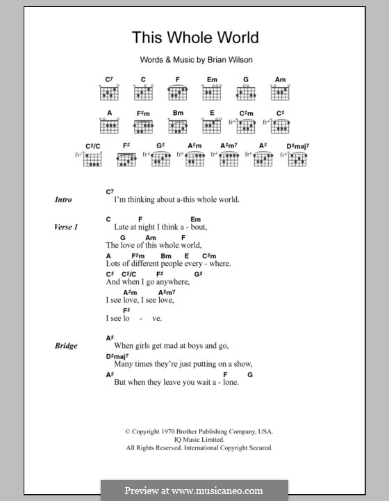This Whole World (The Beach Boys): Lyrics and chords by Brian Wilson