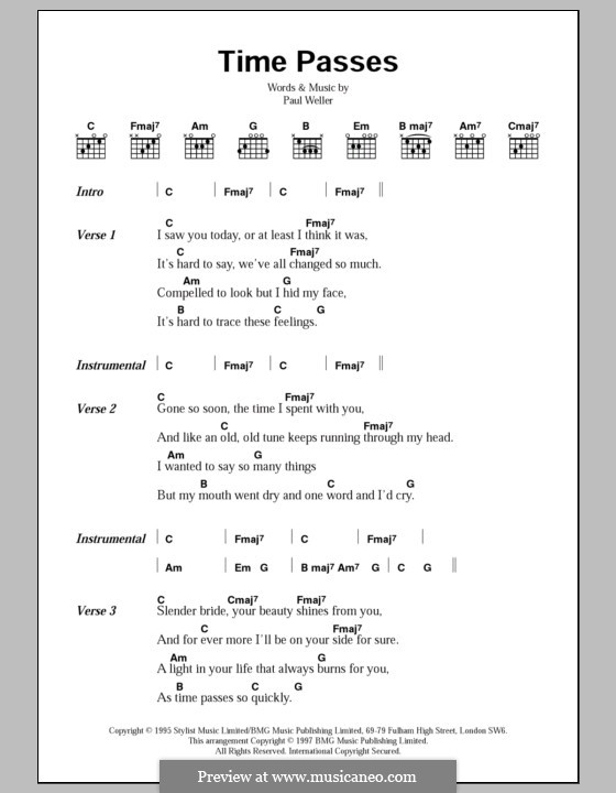 Time Passes: Lyrics and chords by Paul Weller