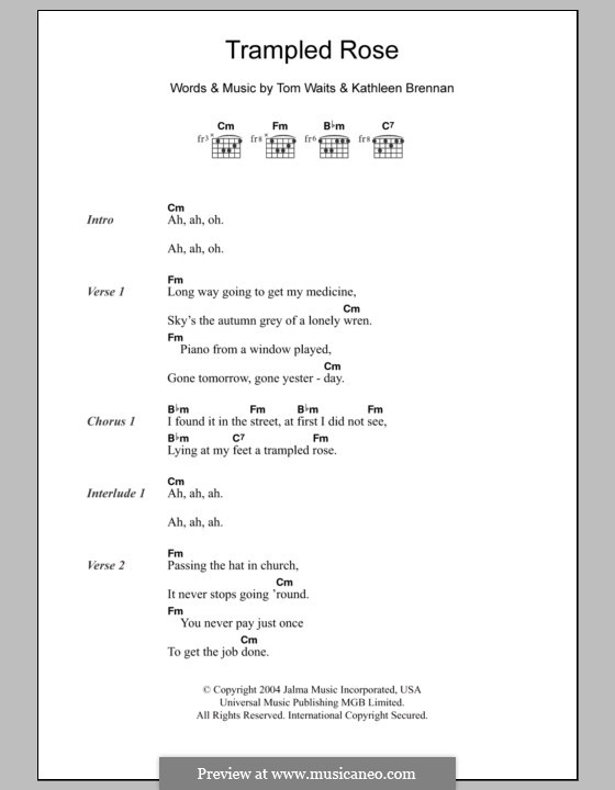 Trampled Rose (Robert Plant and Alison Krauss): Lyrics and chords by Kathleen Brennan, Tom Waits