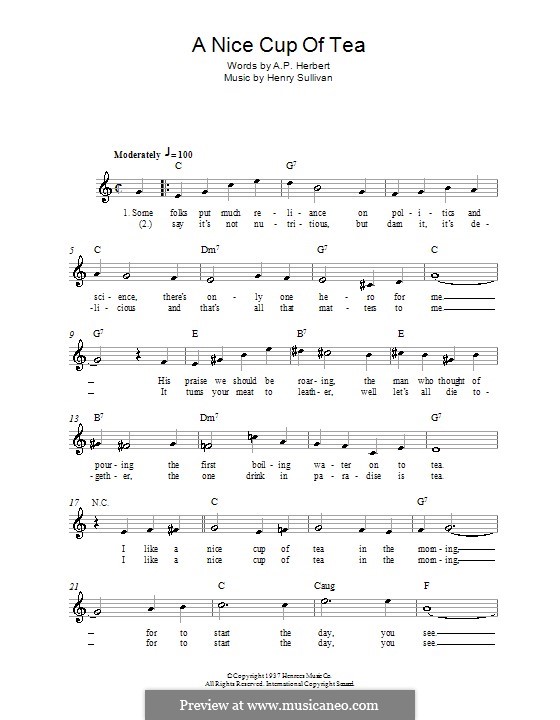 A Nice Cup of Tea by H. Sullivan sheet music on MusicaNeo
