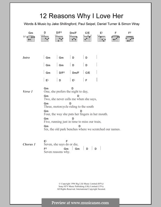 12 Reasons Why I Love Her (My Life Story): Lyrics and chords by Daniel Turner, Jake Shillingford, Paul Seipel, Simon Wray